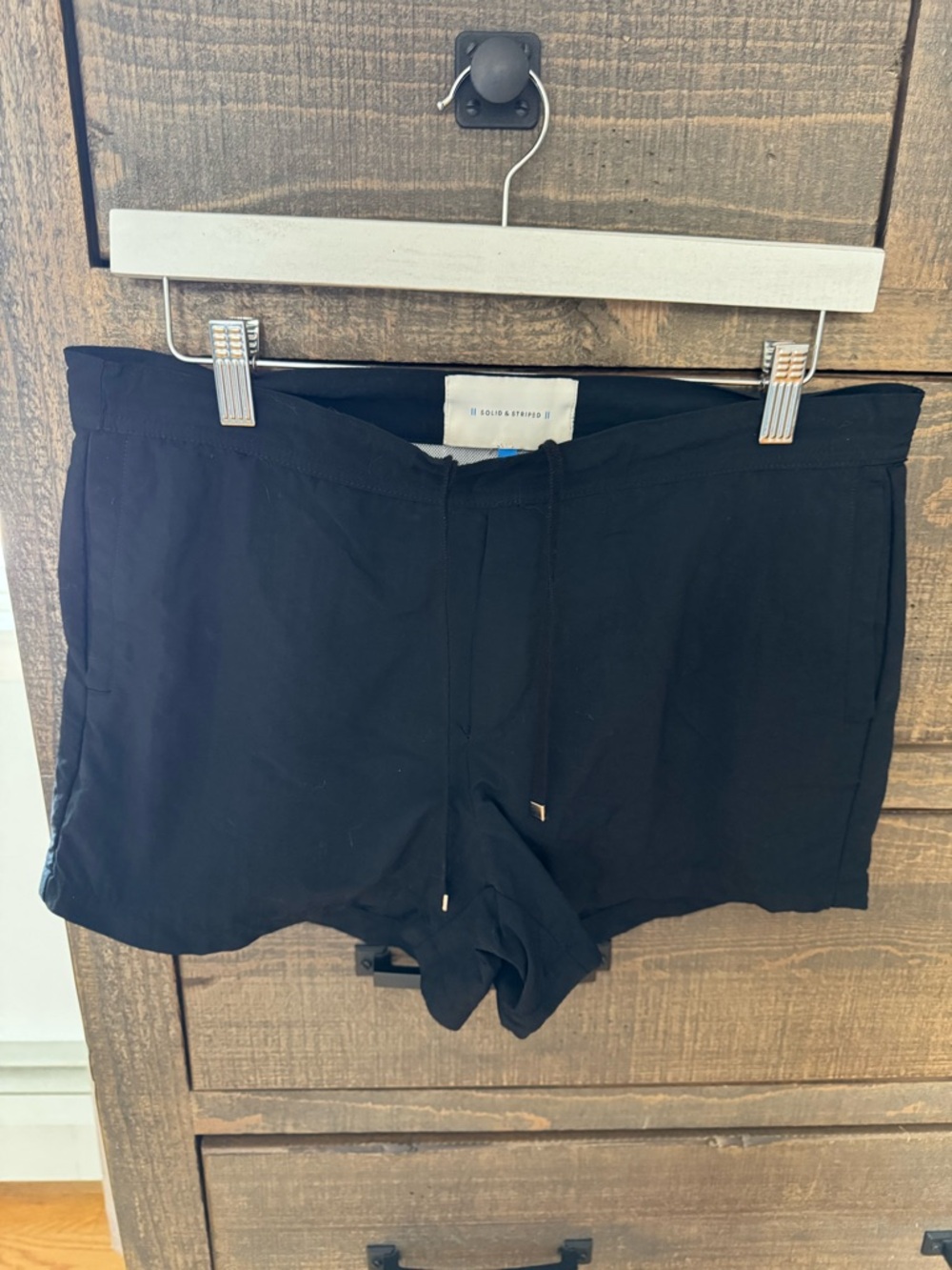 SOLID & STRIPED Black Athletic Drawstring Shorts